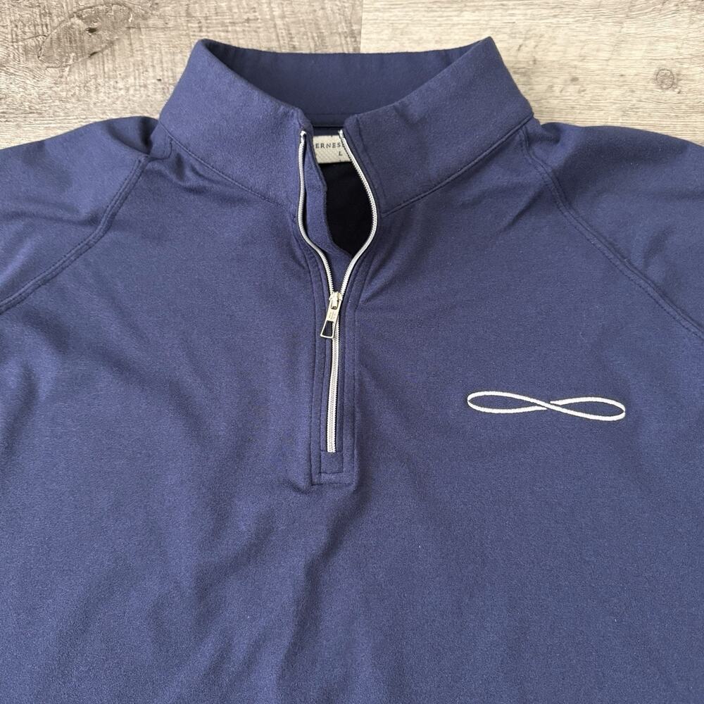 Holderness & Bourne The Westland 1/4 Zip Golf Pullover Large Blue Infinity Logo